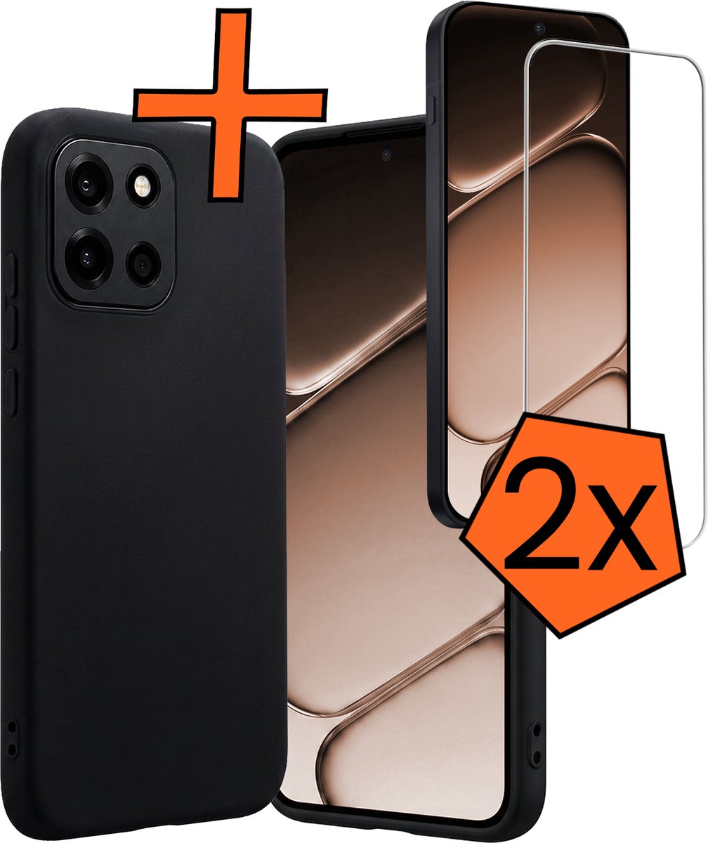 Hoes - Met 2x Screenprotector - Geschikt voor OnePlus Nord 6 - Sterk & Shockproof - Back Cover - Siliconen Case - Telefoon Hoes - Zwart