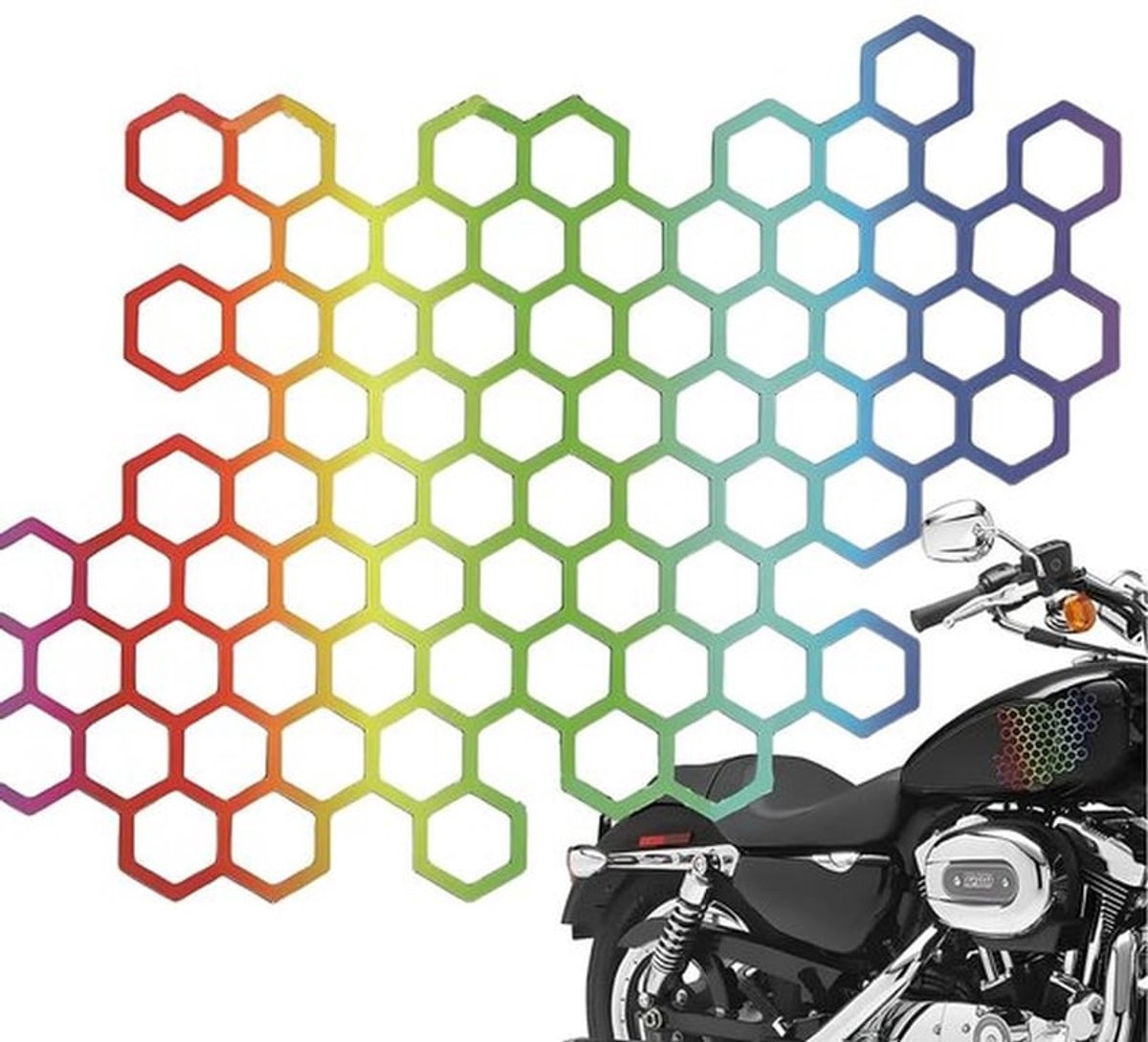 Autostickers Honingraatpatroon - Zeshoekige Sticker - Motorfiets Decoratie - Universeel - PET Materiaal - 15,4 x 12,2 cm - Motorstickers