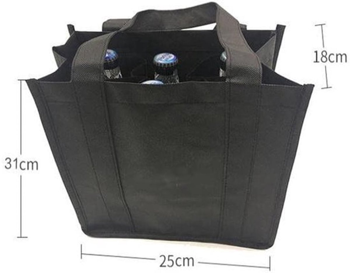 Flessentas 6 flessen - Flessendrager - Flessenwasser - Flessenmand - Waterdicht - Scheidingswanden - 31 x 25 x 18 cm - Drankentas