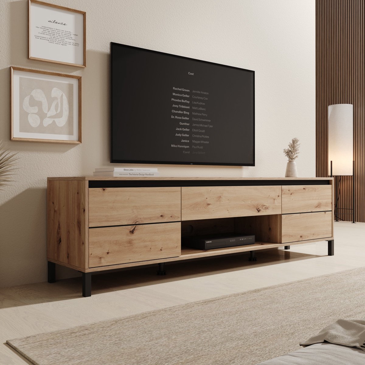 Meubella - Montellini - TV-Meubel - Eikenpatroon - 183x40x52 cm