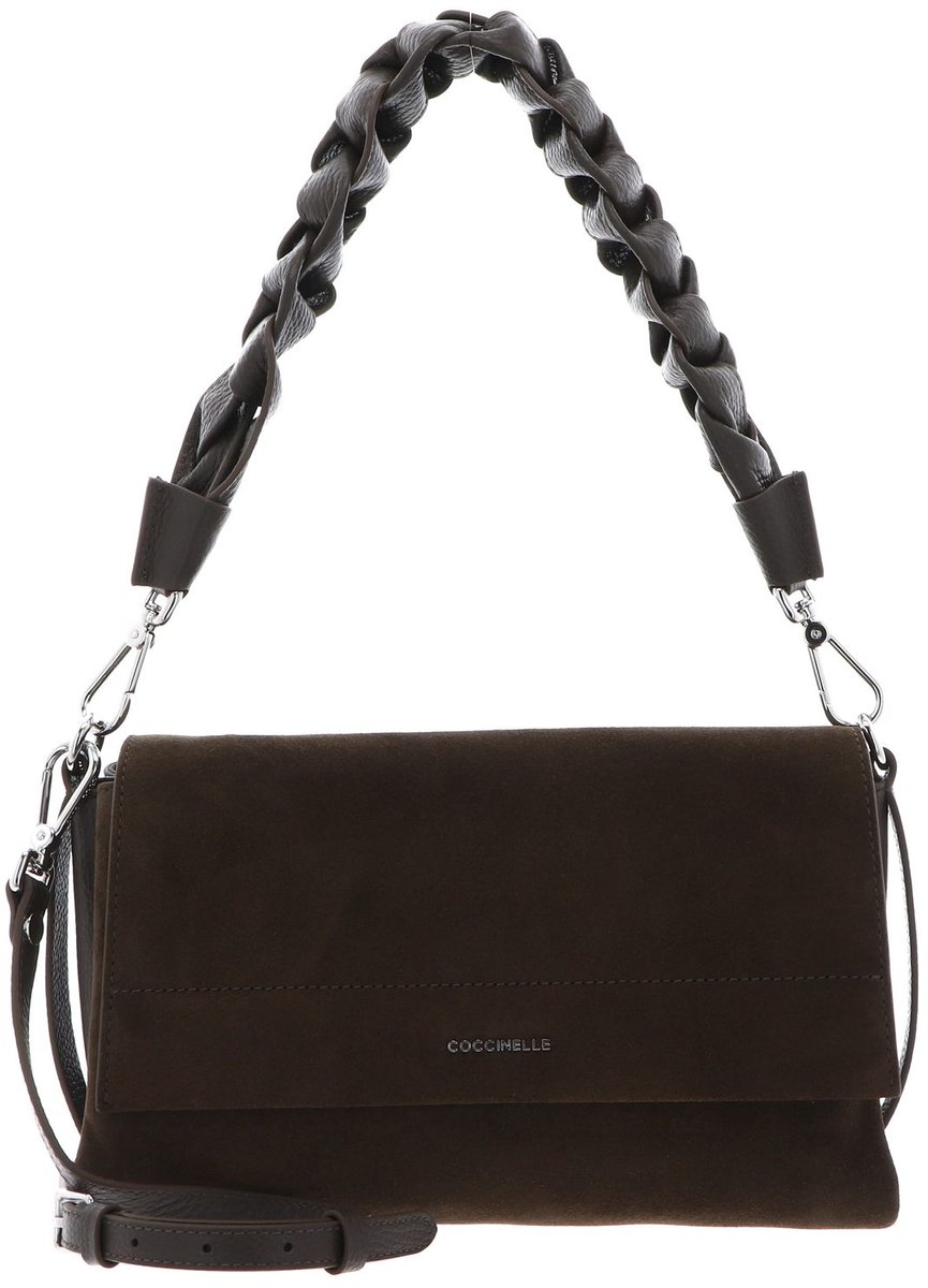 COCCINELLE Leren schoudertas Boheme Shoulder Bag Suede Leather / Grained Lea. Fango / Fango donkergroen
