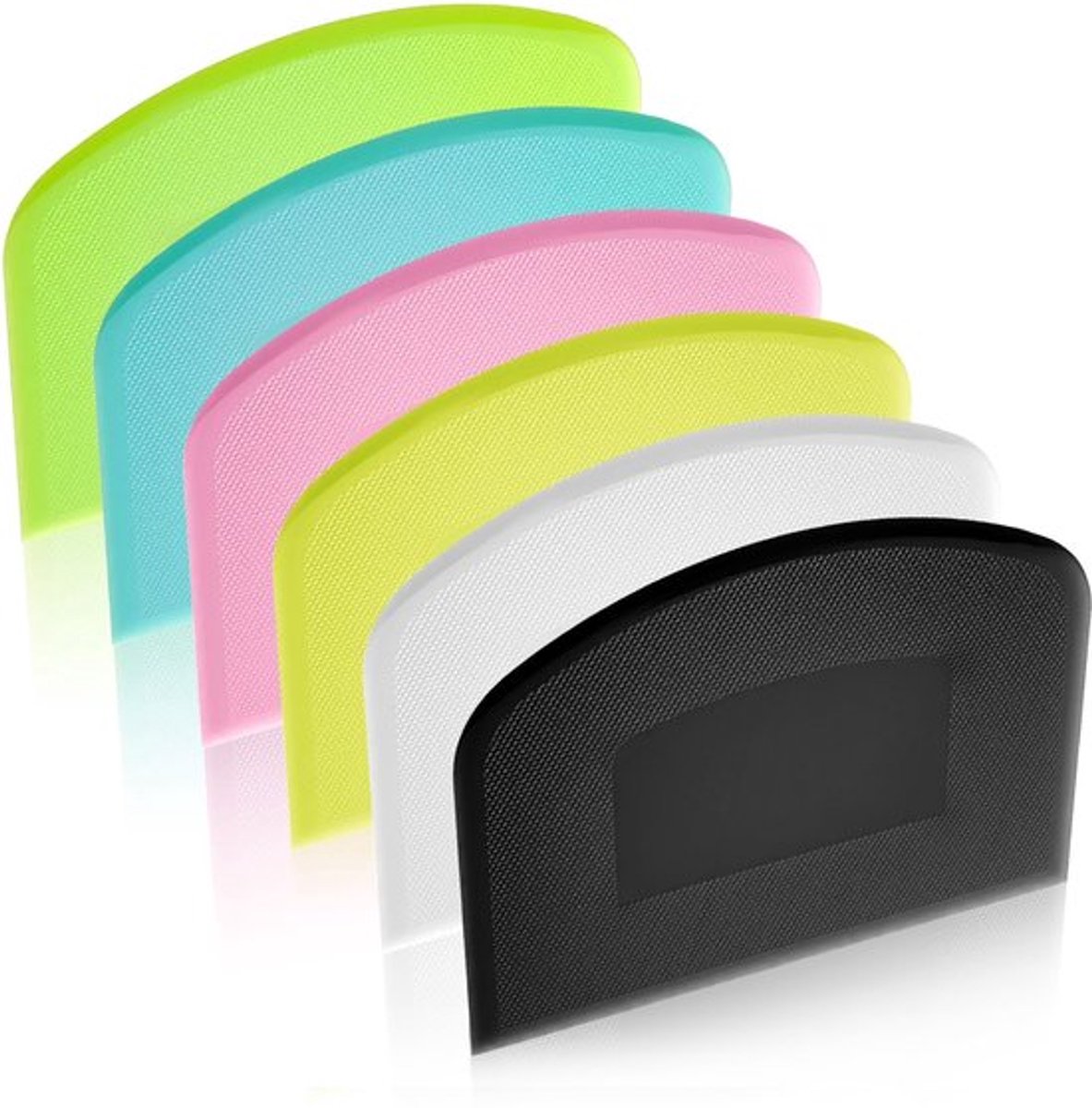 Deegschraper Set van 6 - Siliconen Deegspatels - Antislip Handgrepen - Voedselveilig PE - Afmetingen 11,9 x 9,3 cm - Kleurrijk Assortiment - Deegspatel