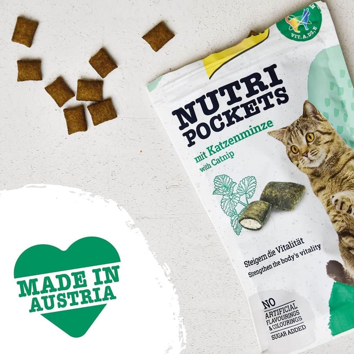 Voerpuzzel voor kat - Knapperige kattensnack - 1 x 60 g - Met kattenkruid en vitaminen - Gezonde traktatie