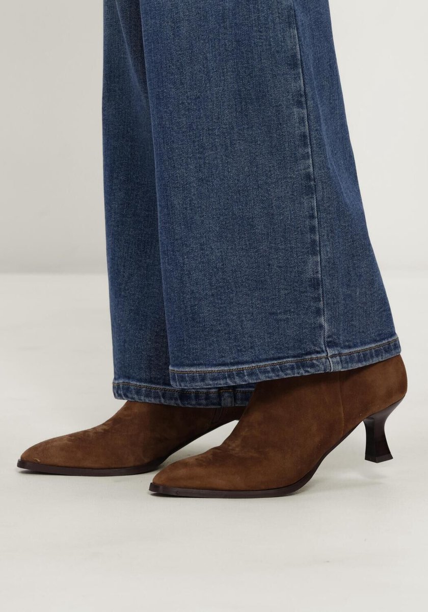 Notre-V 85936 Enkellaarsjes - Enkelboots met rits - Dames - Bruin - Maat 37