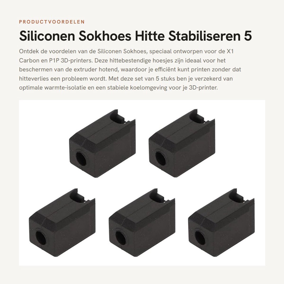 Dailygoods- Siliconen Sokhoes 5 Stuks - Extruder Hotend Cover - Hitte-isolatie - Duurzaam - Temperatuur Stabilisatie - Geschikt voor X1 Carbon/P1P