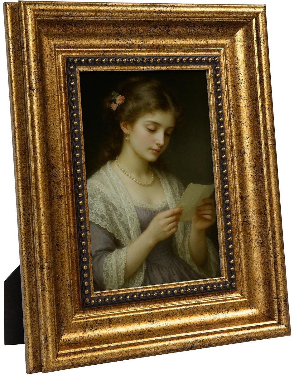 Dailygoods - Afuly 13x18 Gouden Fotolijst Retro Antieke Foto Lijst Met Parel Decoratie Vintage PS Lijst Wand Tafel Display Moederdag Verjaardag Bruiloft Cadeau Voor Moeder Oma Familie