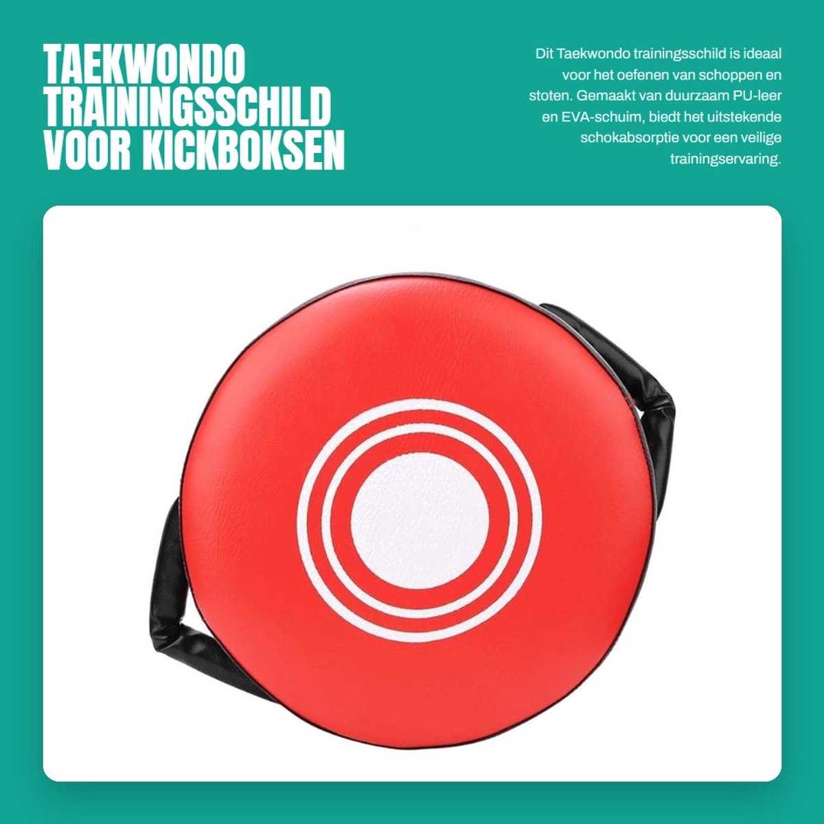 Dailygoods- Training Shield Hoogwaardige PU-leer - Bokstrainingsdoel - Taekwondo/Sanda - Versterkt Handvat - Afmetingen 34x17 cm - Gloednieuw