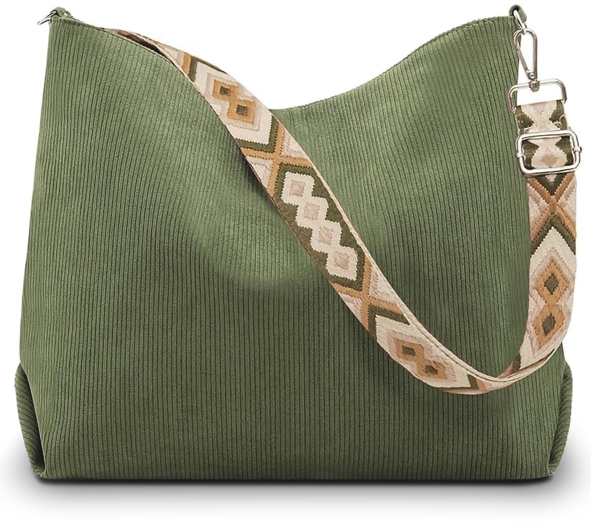 Dailygoods - Aucuu Dames schoudertas, handtas voor dames, grote corduroy tassen, casual crossbody tas, shopper tote bag met verstelbare riem, corduroy tas, tote bag, schoudertas voor dagelijks gebruik, kantoor