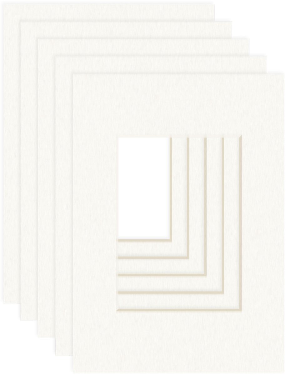 Design passe-partout (set van 5) 21x29,7 cm (DIN A4) voor afbeeldingen in het formaat 13x18 cm, ivoor