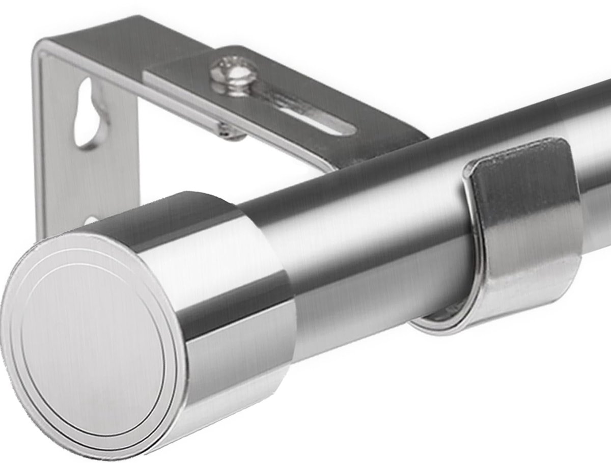Gordijnstokken, zilveren gordijnroede, uitschuifbare gordijnroedes voor ooggordijnen, 84-185 cm (zilver Φ25 mm)