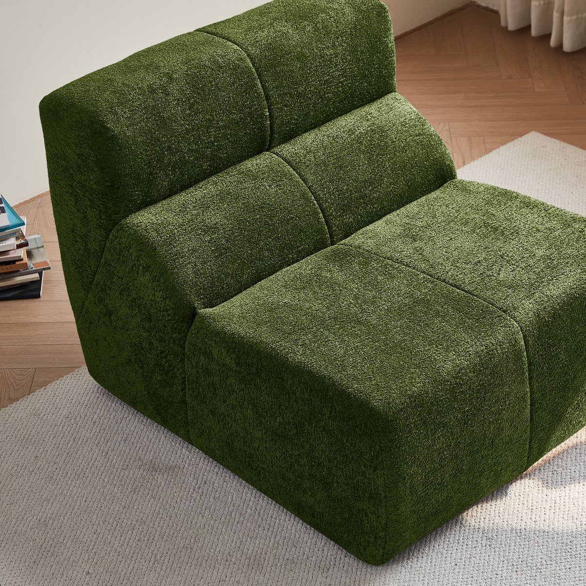 HAUSS SPOLE Fauteuil - 1-Zits Loungestoel - Compact Met Armleuningen En Ergonomische Steun - Voor Woonkamer En Kantoor - Velvet Groen