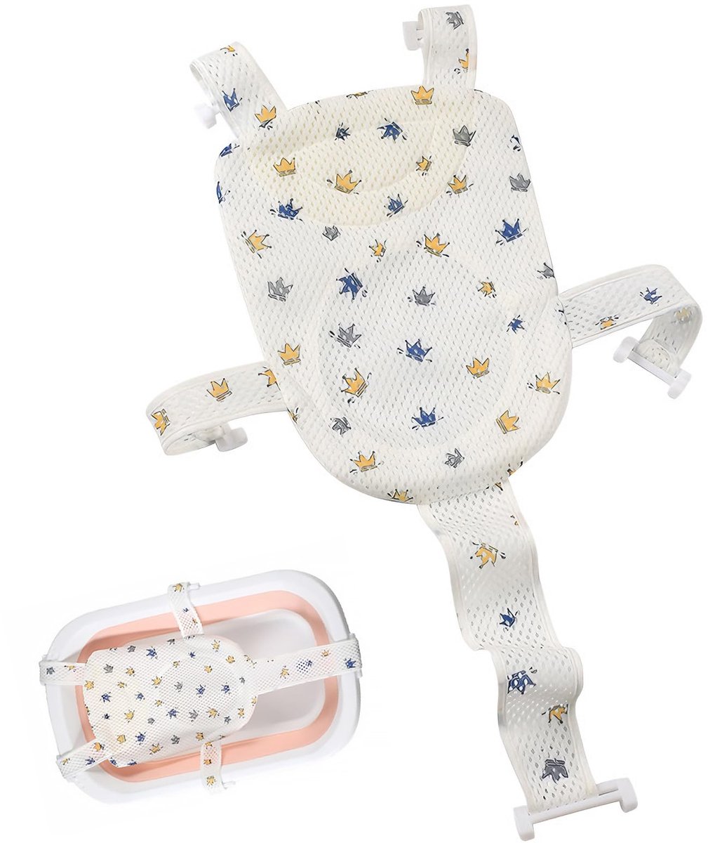 Badmat voor baby's, zitje voor pasgeborenen, net met 5 veiligheidsgordels, zacht netweefsel, sneldrogend, antislip en eenvoudig aan te brengen