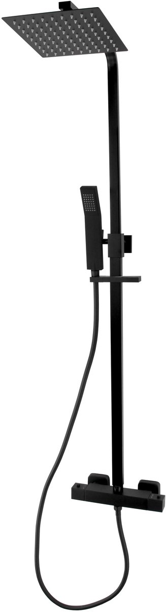 Complete thermostatische regendouche vierkant Sanitado Flack in mat zwart