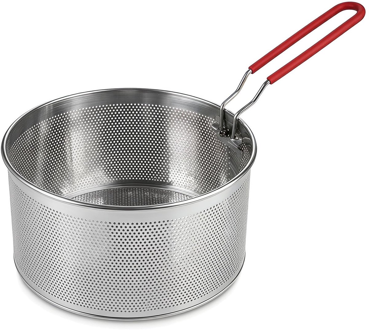 Mand, roestvrij stalen frituurmand met afneembaar, voedselzeef, pasta-zeef, roestvrijstalen pastamand, voor wassen, afdruipen, frituren, koken, stomen (20 cm)
