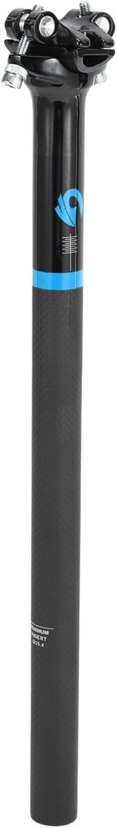 Verstelbare fietszadelpen voor optimale zithouding, zadelbuis in zwart en blauw, 25,4 x 400 mm, koolstofvezel, lichtgewicht en duurzaam