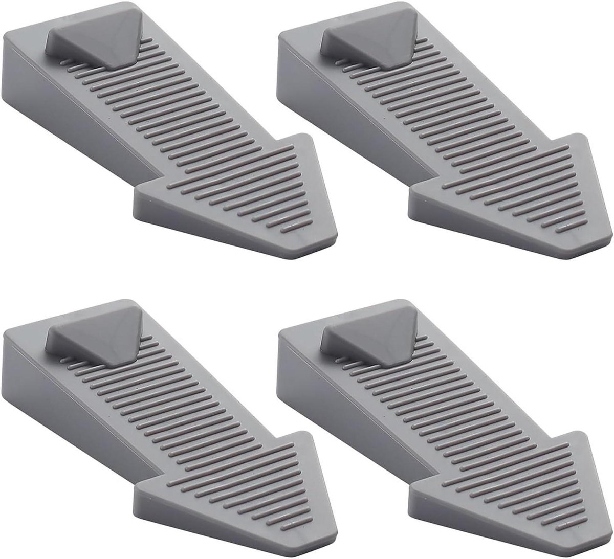 Rubberen Deurstoppers - Deurwig Set - Deuren Open Houden - In Hoogte Verstelbaar - 4 Stuks - Grijs