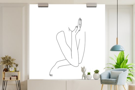 Behang - Fotobehang Line art - Vrouwen - Abstract - Handen - Breedte 280 cm x hoogte 280 cm