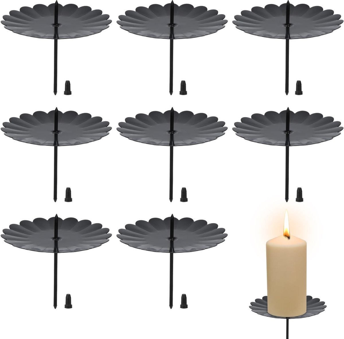 Adventskrans voor kandelaars, adventskrans, kaarsenhouder, adventskaarsenhouder, metalen kandelaar met doorn, voor doe-het-zelf adventskrans, decoratie, Kerstmis, kaarsenbord, 7,5 cm, 8 stuks