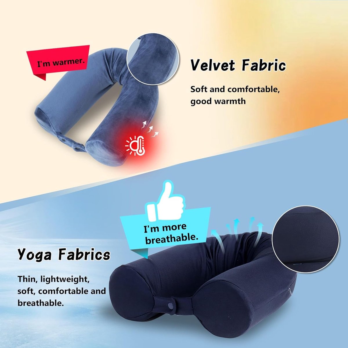 Reiskussen voor Vliegtuig, Buigbaar Nek Kussen voor Reizen, Neksteunkussen voor Reizen Reiskussen voor Volwassenen, Twist Travel Pillow Verstelbaar Vluchtkussen (Yoga Blauw)