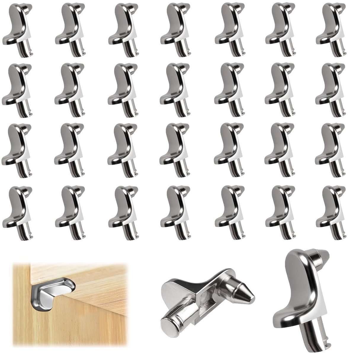 Dailygoods- Plankdragers 60 Stuks - L-vormige Plankdragers - Metalen Plankhouders - Bevestiging - Zinklegering - Antiroest en Corrosiebestendig - Plankbeugels