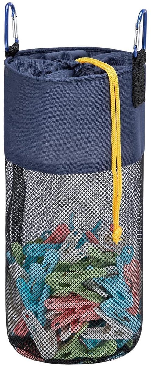 Thijox - Wasknijperzak met Haken, Hangende Netwasknijperzak voor 150 Wasknijpers, Draagbare Sneldrogende Tas in Blauw, Ideaal voor Was en Organisatie