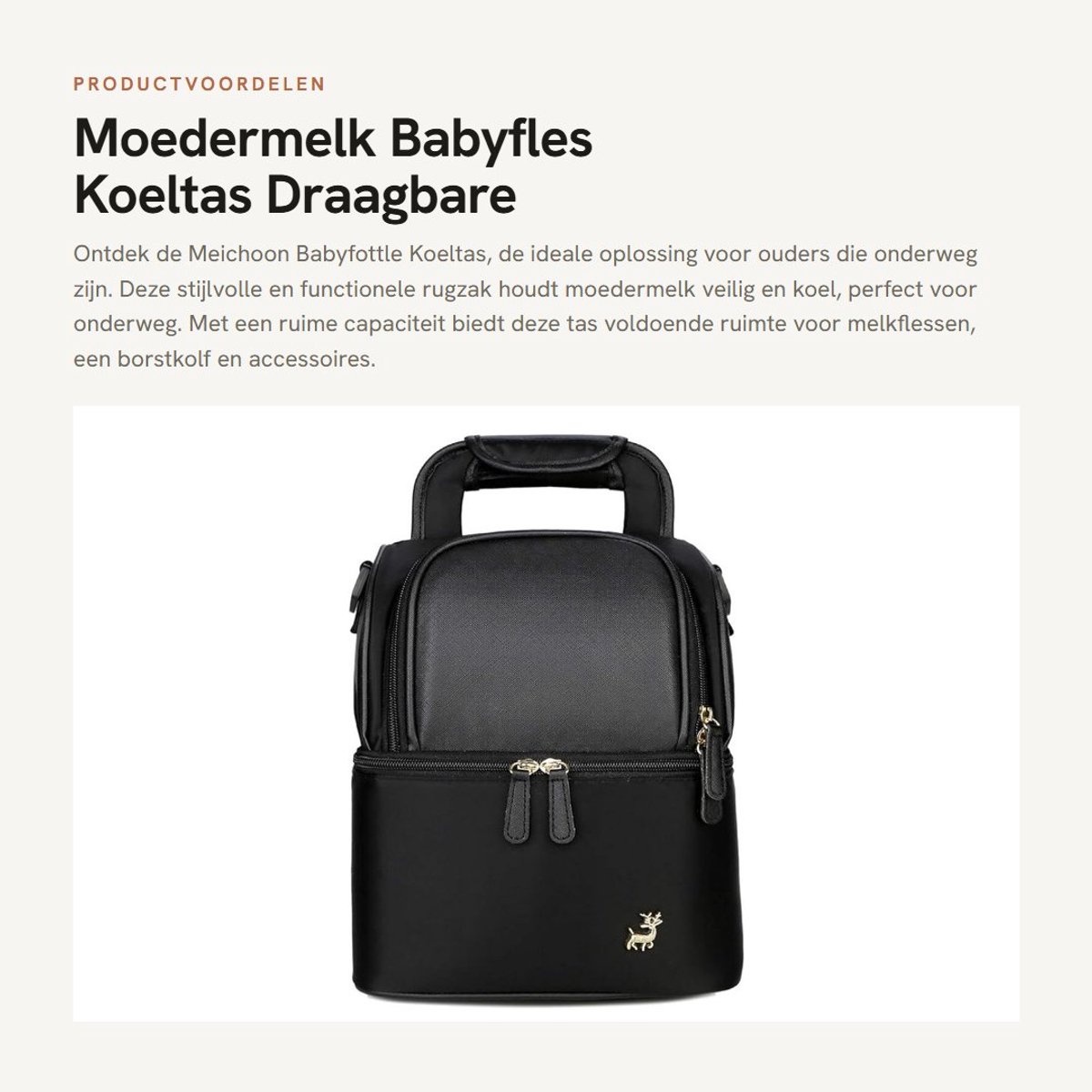 Dailygoods- Babyfles Koeltas - Waterdicht - Draagbare Rugzak - Thermisch Geïsoleerd - Grote Capaciteit - 21,8 x 15,2 x 27 cm