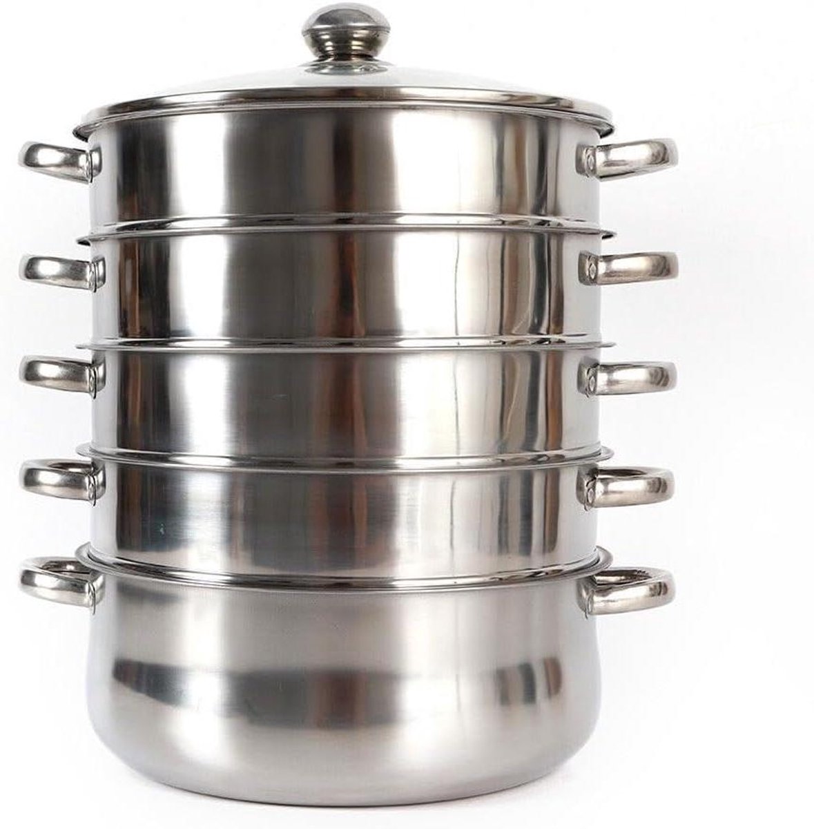 Stoompan RVS - Kookpan Stomer - Gezond Koken - 5 Lagen Inductie - 26 cm - Zilverkleurig