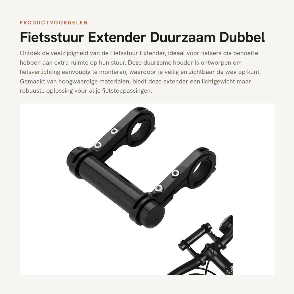 Dailygoods- Fietsstuur Extender 10 cm - Duurzaam - Stuurhouder - Lichtgewicht - Eenvoudige Installatie - Geschikt voor 31,8 mm Stuur