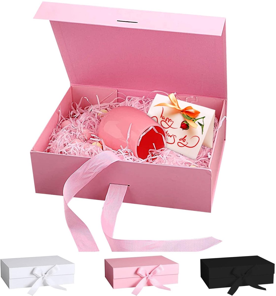 Dailygoods- Geschenkdoos met strik - 21x17x7cm - Magnetische doos - Herbruikbare decoratieve doos - Bruiloft/Verjaardag/Kerst - Rechthoekige presentatiedoos - Cadeauverpakking