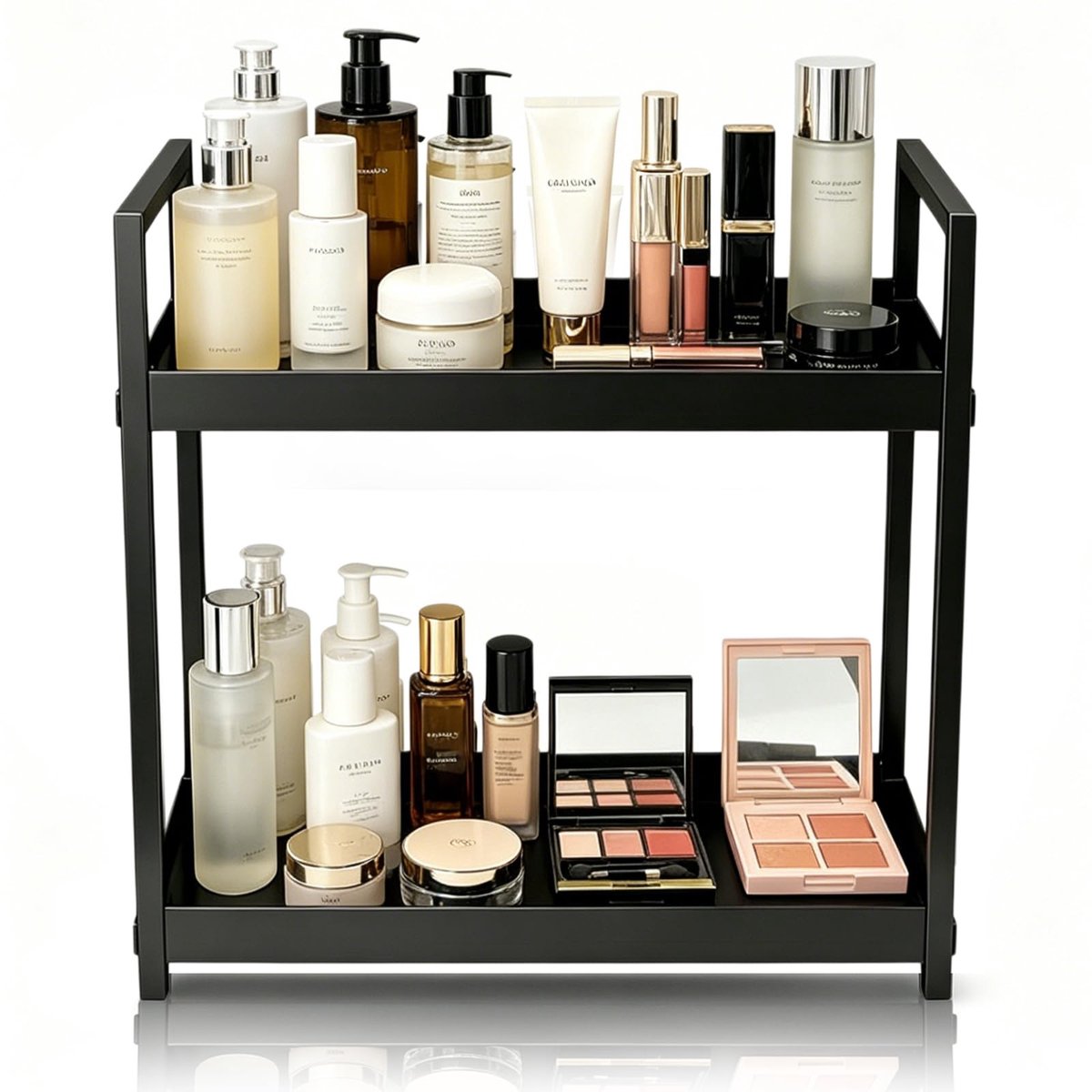 Dailygoods- Badkamerrek met twee verdiepingen - Ruimtebesparend - Organizer voor cosmetica - Hoogwaardig ijzer - 30 x 17 x 30 cm - Roestbestendig oppervlak - Opbergrek