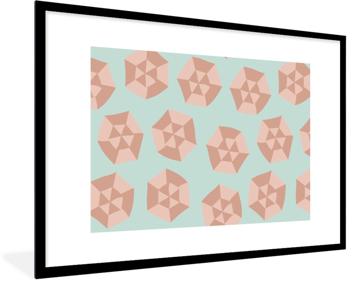 Poster in lijst - Fotolijst 90x60 cm - Posters - Zomer - Parasols - Lichtblauw - Posterlij