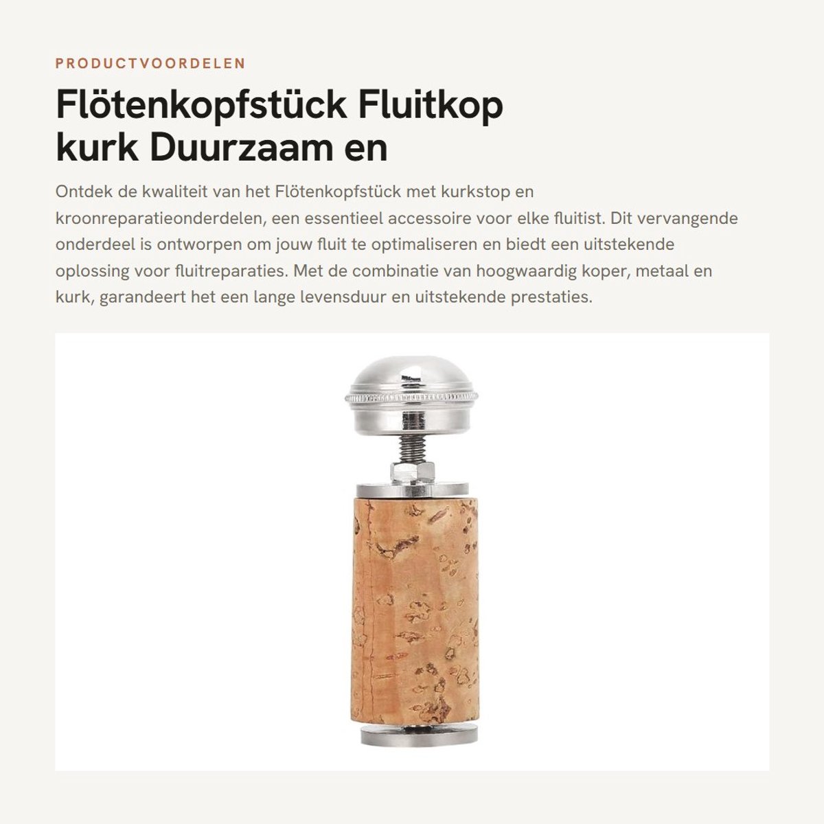 Dailygoods- Fluit Kurkstoppen Hoogwaardig Materiaal - Fluitreparatieonderdelen - Fluitaccessoires - Duurzaam - Lichtgewicht - 55 x 19 mm - Fluitkop