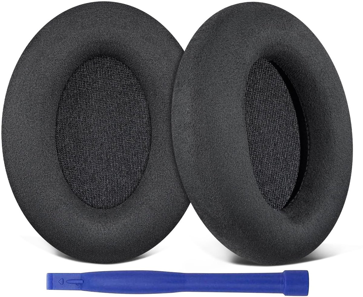 Dailygoods - SOULWIT Micro Suede Professionele Vervangende Oorkussens voor Sony WH-1000XM3 (WH1000XM3) Over-Ear Hoofdtelefoon, Oorkussens met Geluidsisolerend Schuim, Extra Dikte - Zwart