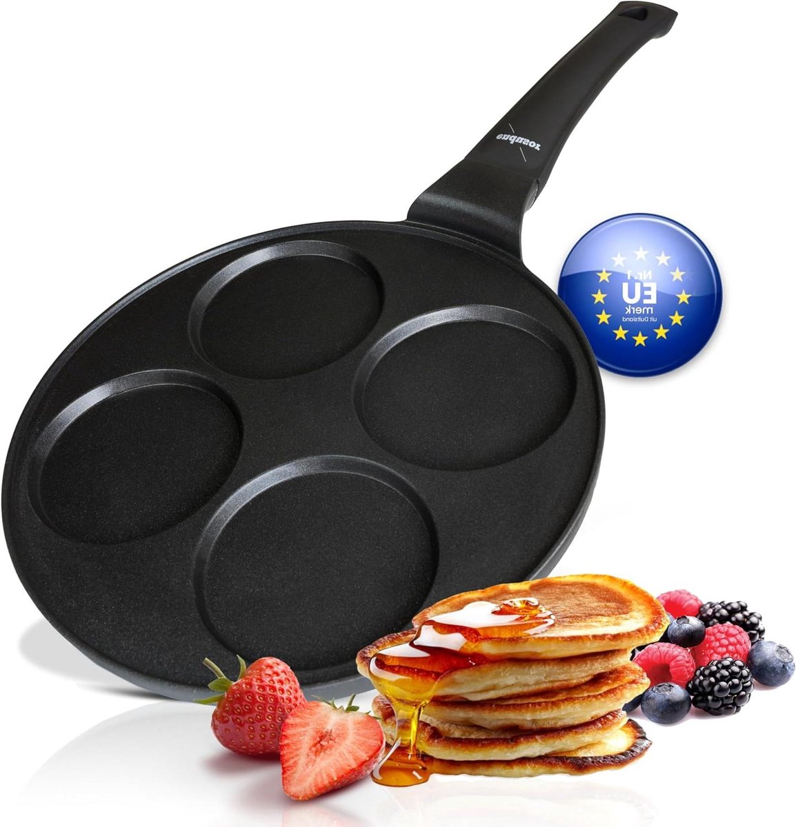 Pannenkoekenpan met 4 vormen - Omeletpan Eiervorm pan - Ontbijt maken - Antiaanbaklaag - 28 cm - Goud