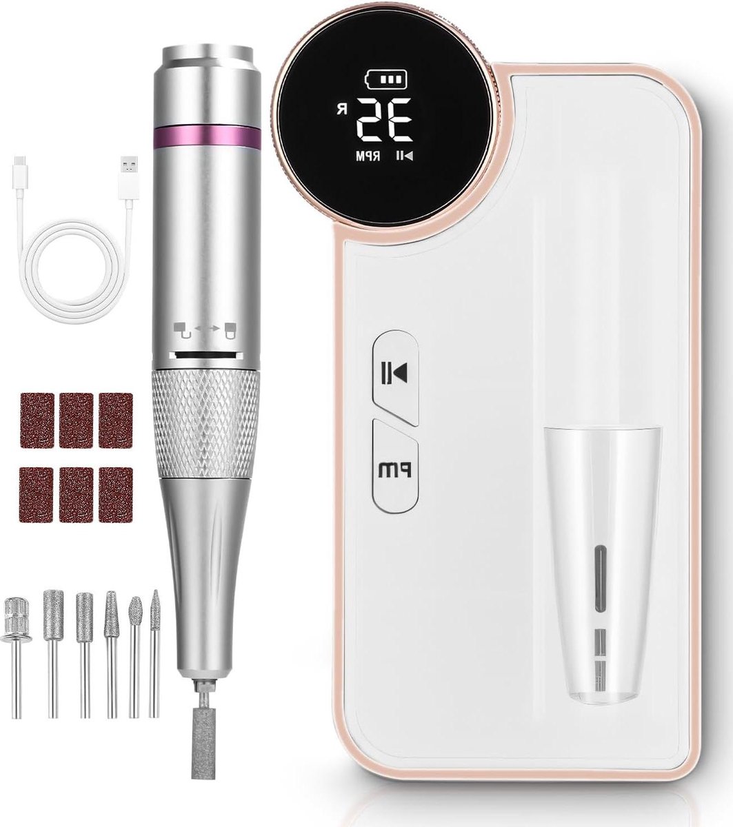 Elektrische Nagelvijl - Nagelfrees Manicure Pedicure - Nagels Vijlen - Verstelbare Snelheid LCD - 19.3 x 16.8 x 5.7 cm