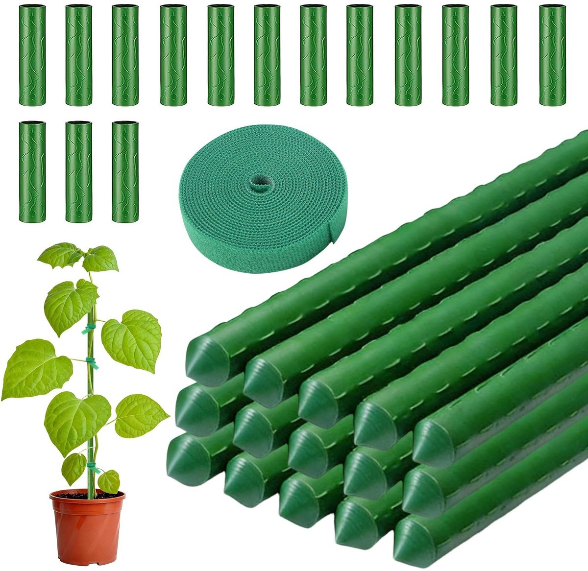Plantenstokken van 40 cm om te verlengen, rankstaven en tomatenstangen als stabiele klimhulp voor planten, plantenhouders en staven voor stabilisatie van orchideeën en groenten, diameter