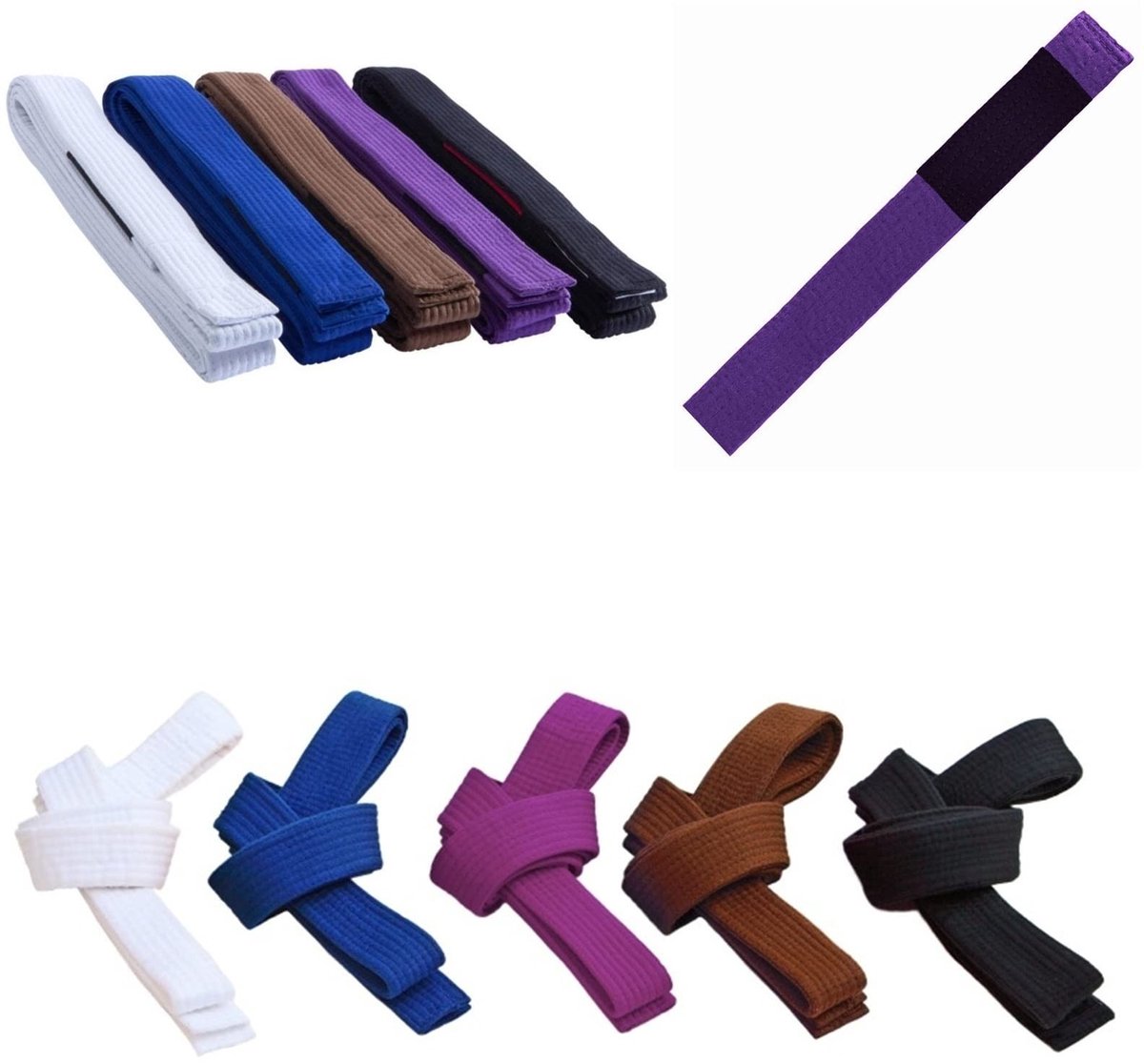 Dailygoods- BJJ Riem 100% Katoen - Gevoerd met EVA - Dikte 5 mm - 280 cm Lang - Maat A1/A2 - Professionele Kwaliteit - Jiu Jitsu Riem