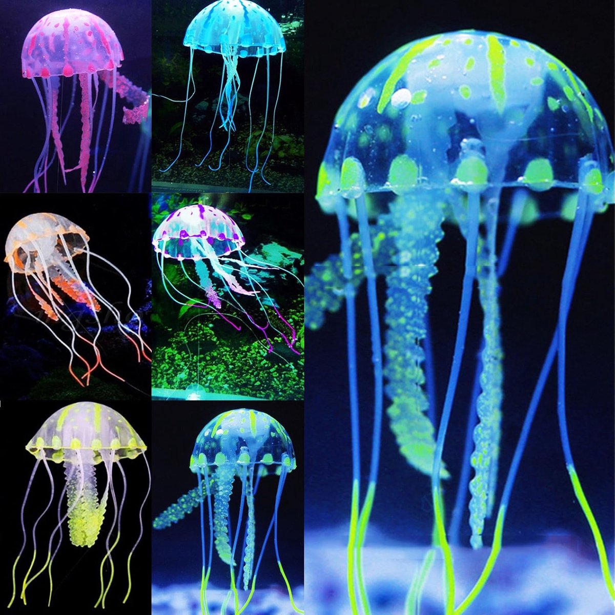 Ornamenten met lichteffect, imitatie aquariumdecoratie, toevoeging realistische siliconen drijvende decoratie voor aquarium landschap