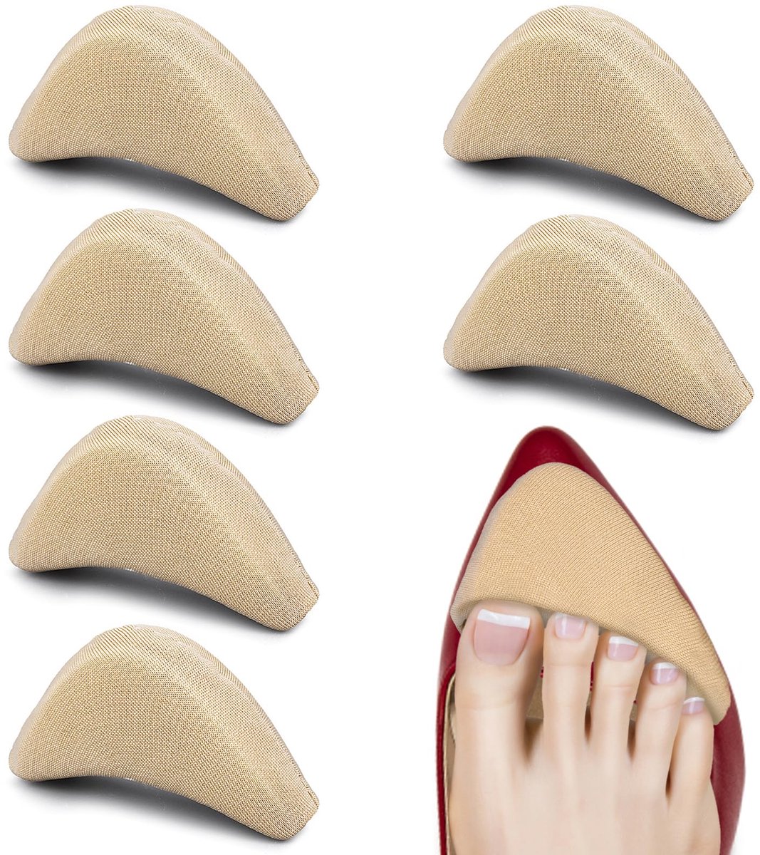 3 paar zachte spons, schoenvullers, instelbare teenvullers, uniseks, herbruikbaar, grote schoeninserts, grote teen, plug, voetklem, schoenpads voor hoge hak voor vrouwen (huidkleur, 3 paar)
