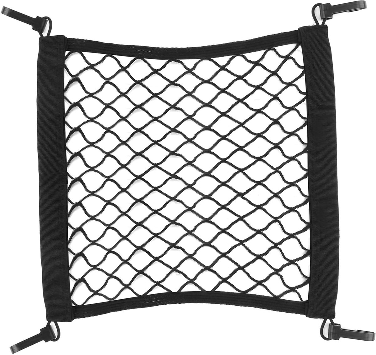 Bagagenet voor motorfiets en fiets, met 4 haken, 25 × 30 cm, helmbagagebevestiging (zwart)