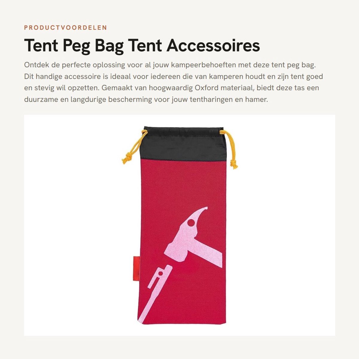 Dailygoods- Opbergtas Tentpennen - Draagbaar Formaat - Premium Oxford-Materiaal - Duurzaam - Gereedschapszak - Voor Kamperen - Tentpennentas