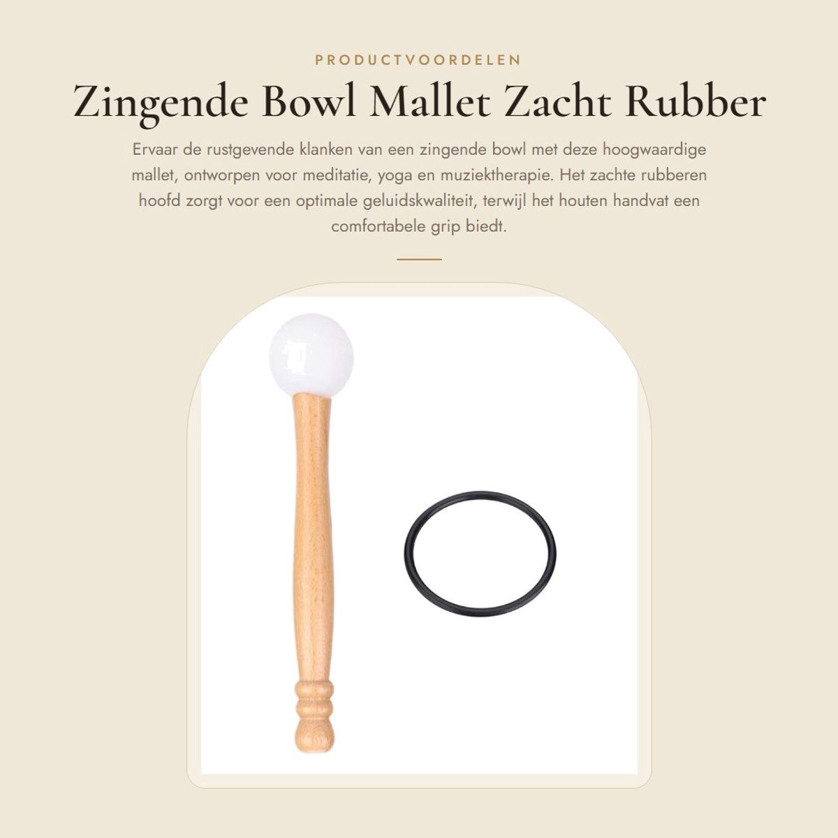 Dailygoods- Bowl Mallet Zachte Rubber Hoofd - Percussie Instrument - Houten Handvat - Meditatie/Yoga - Geluidskwaliteit - Duurzaam Materiaal