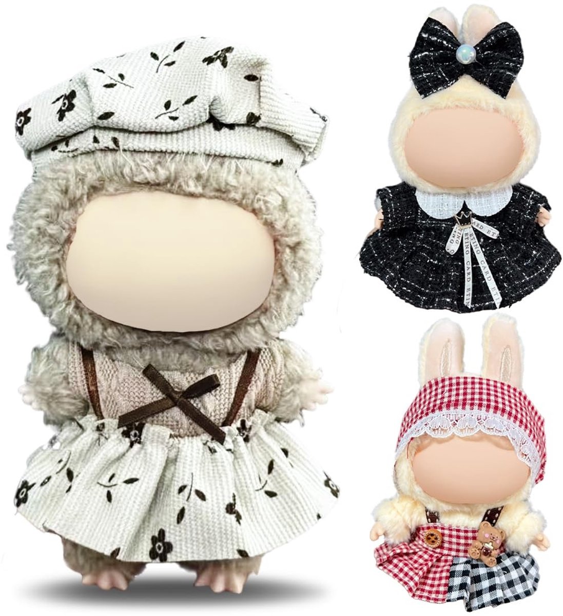Dailygoods- Poppenkleding 17 cm - Geschikt voor Labubo/Rabu poppen - Perfect cadeau - Tevredenheidsgarantie - 3 sets - Accessoireverzamelaars - Poppenoutfit