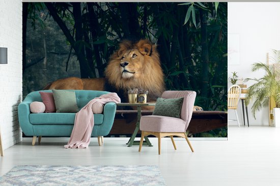 Papier Peint - Papier peint photo Lion - Forêt - Sauvage - Largeur 390 cm x Hauteur 260 cm