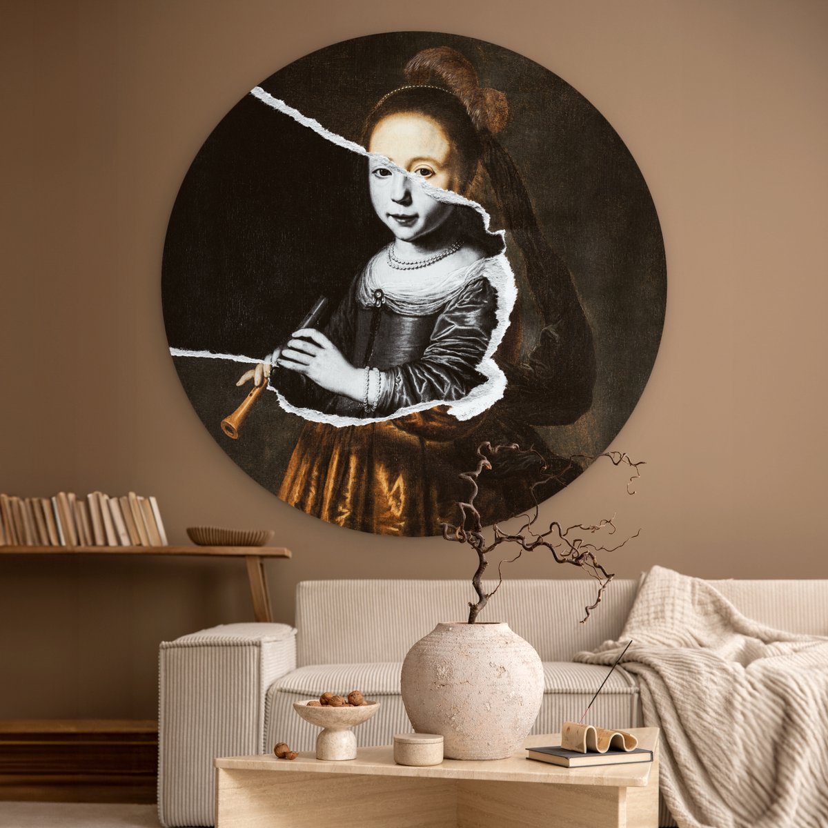 Wandcirkel Oude Meesters - Wanddecoratie Rond - Kunststof - 120x120 - Elizabeth Spiegel - 