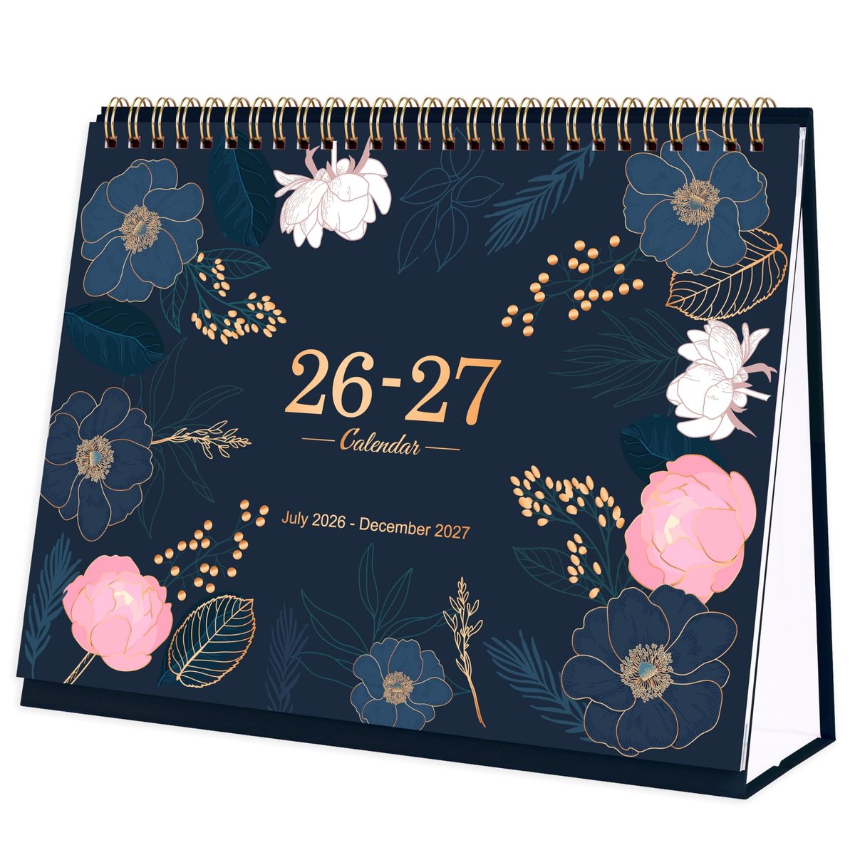 Dailygoods- Bureaukalender 2026-2027 - 18-maands middenjaar - grote vakken - memopagina - UK-vakantiedagen - paginaformaat 25,5 x 19 cm - Jaarkalender