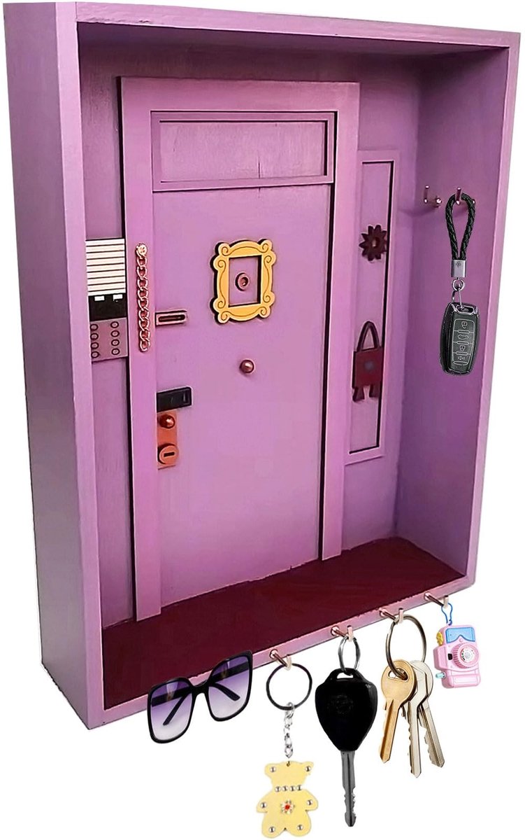 Dailygoods- Wandsleutelhouder met 6 Haken - Sleutelorganizer - Wandmontage - Houten Sleutelrek - Schattige Sleutelhanger - Duurzaam Materiaal - Sleutelhaak