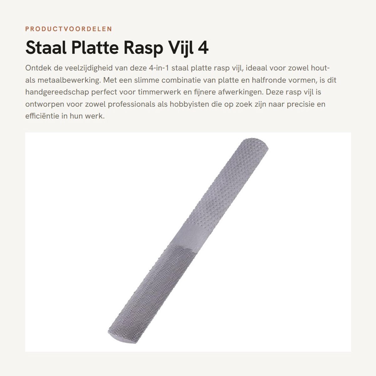Dailygoods- Platterasp 4-weg - Staal - Houtbewerking - Metaalbewerking - Handgereedschap - Afmetingen 200 x 23 x 6 mm - Rasp