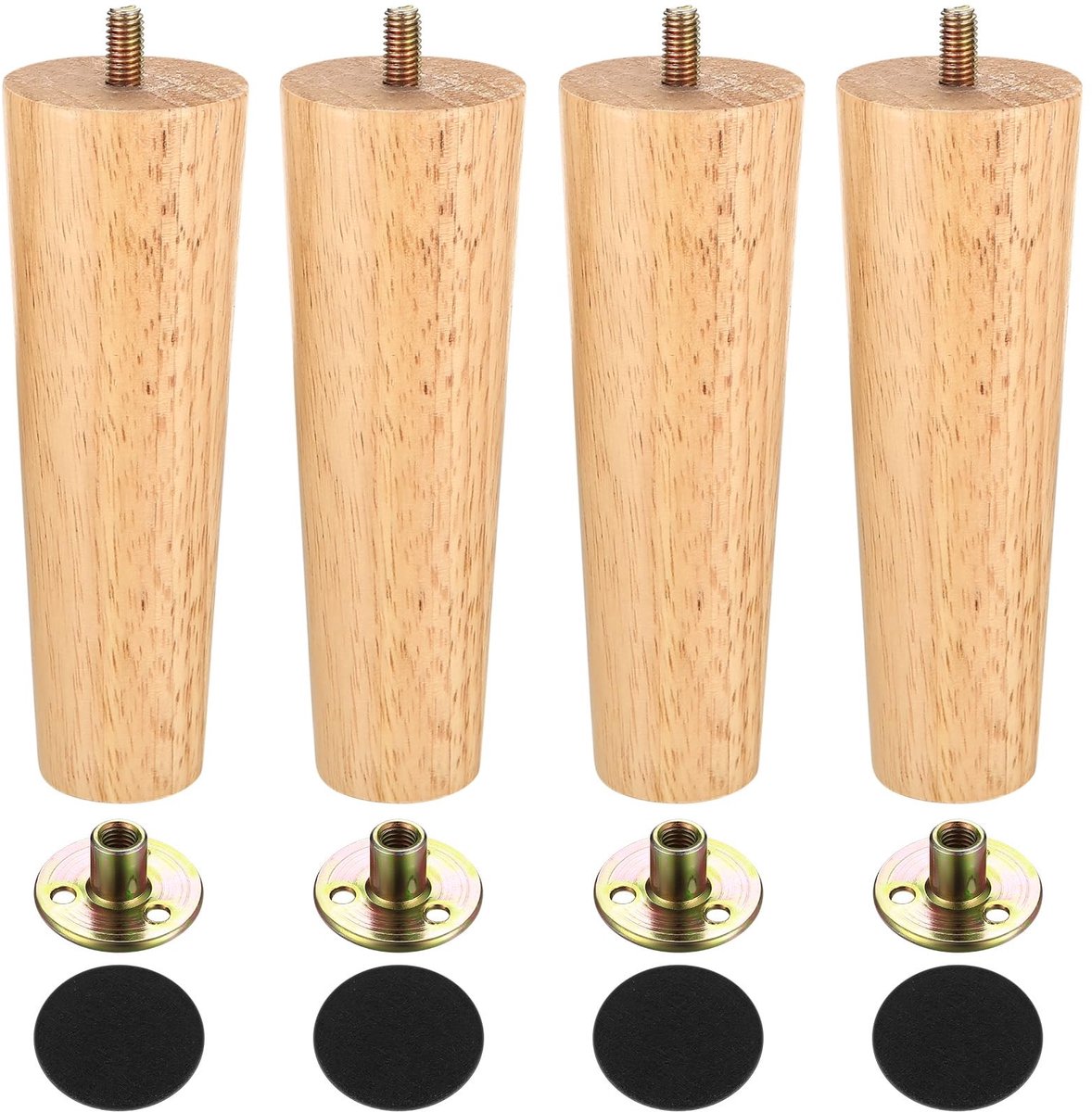 Dailygoods - Meubelpoten van massief hout, tafelpoten voor meubels, banken, kasten, commodes, stoelen, met schroeven