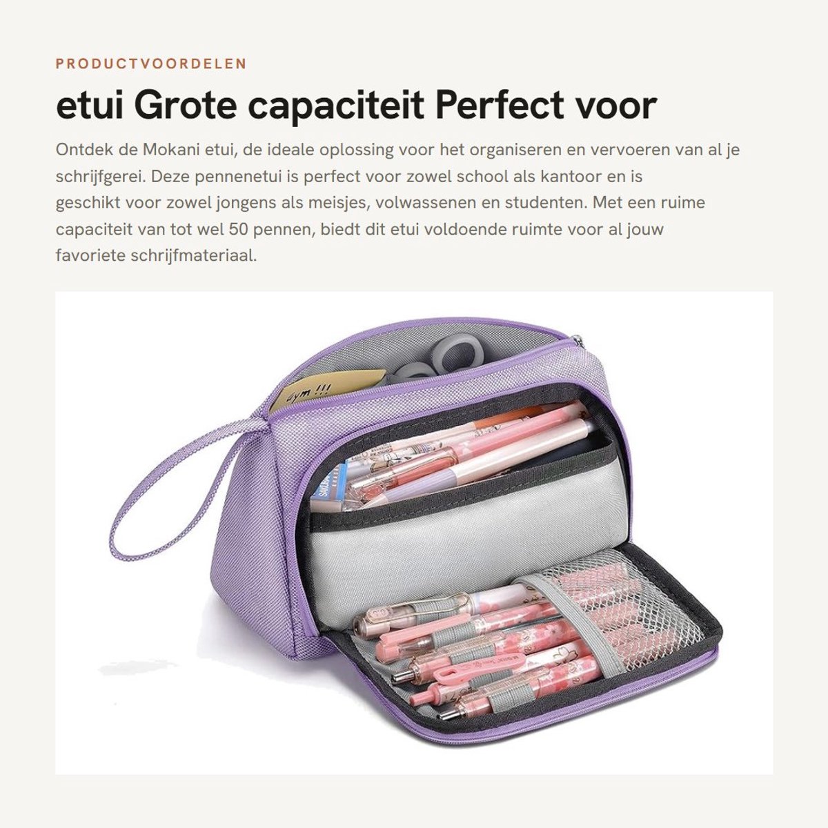 Dailygoods- Pennenetui Grote Capaciteit - Etui voor School/Kantoor - Geschikt voor Tieners/Volwassenen - Stevige Oxford-Stof - Afmetingen 20 x 9 x 11 cm - Pencil Case